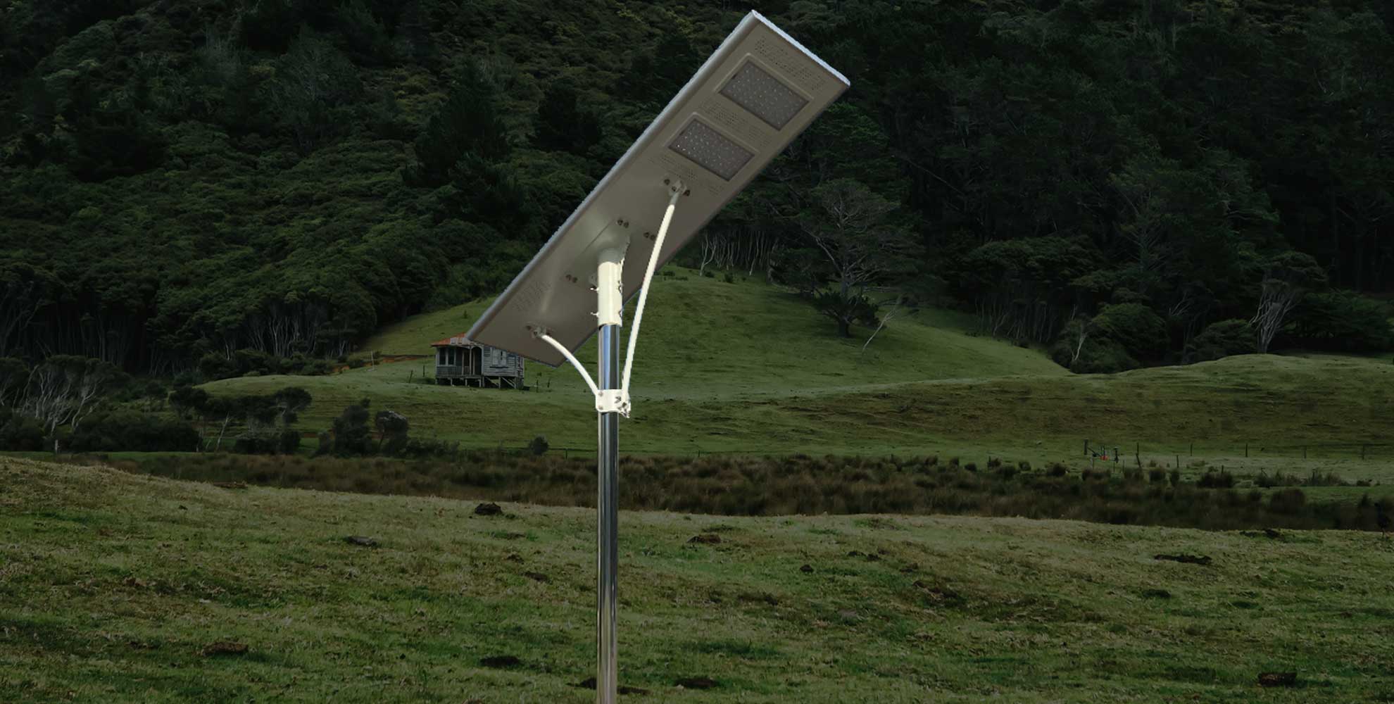 送電線の無い場所の LEDソーラー外灯